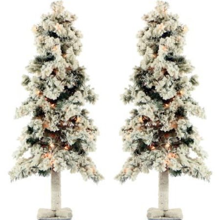 ALMO FULFILLMENT SERVICES LLC Fraser Hill Farm Artificial Christmas Tree - 3 Ft. Snowy Alpine Tree - Clear Lights - Set of 2 FFSA030-1SN/SET2